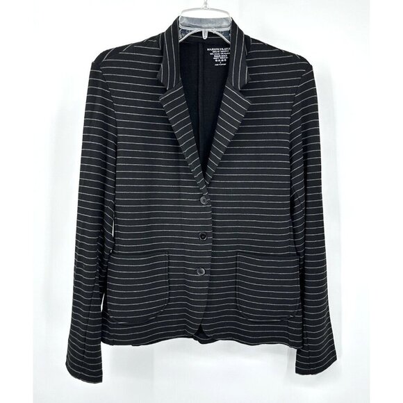 MAJESTIC FILATURES jacket blazer soft touch french terry striped black large 3 - Picture 2 of 8